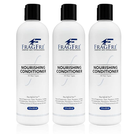 Fragrance Free Conditioner 12 oz (3-Pack Gift Set) - Parabens Free Hypoallergenic - Hair Conditioner for Sensitive Skin - Deep Conditioning for Normal Treated and Fragile Hairs - Vegan GF/CF