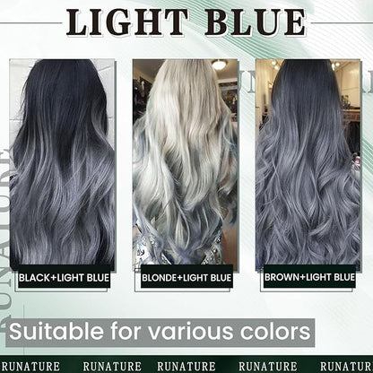 RUNATURE 20 Inch U Tip Human Hair Extensions - Light Blue, Silky Straight, Keratin, Pre Bonded Hot Fusion, 25g, 25s