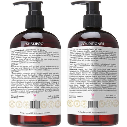 Organic Hair Growth Set | Shampoo 17 oz + Conditioner 16 oz + Hair Loss Treatment 4 oz | Organic Quinoa + Keratin + Rosemary, Ginger & Grapefruit | NO GMO, SLS, Gluten, Parabens, Phthalates