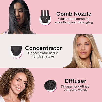 L'ANGE HAIR PowerStyle Ionic Turbo Hair Dryer | 1875W Fast Drying & Precision Styling for Long-Lasting, Frizz-Free Looks | Advanced Ionic Technology Smooths & Shines Hair (Black)