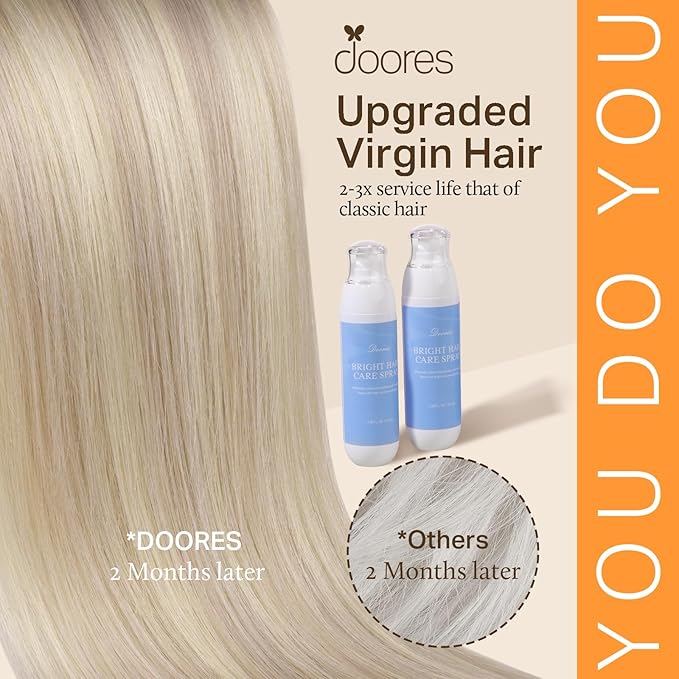 DOORES Clip in Hair Extensions Real Human Hair, Soft Honey Blonde Highlight Platinum Blonde 18 Inch 120g 7pcs, Remy Extensions Clip ins Silky Straight Thick Weft