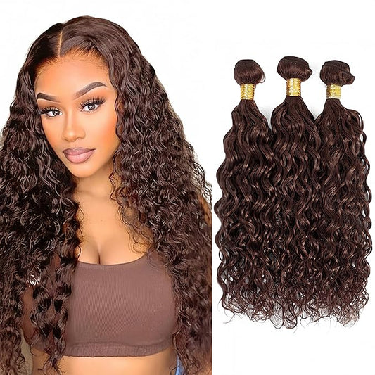 Dark Brown Curly Bundles Human Hair Color 4 Bundle Mixed Length 3 Bundles 22 24 26 Inch Niegmeag Virgin Soft and Skily Remy Hair Extensions