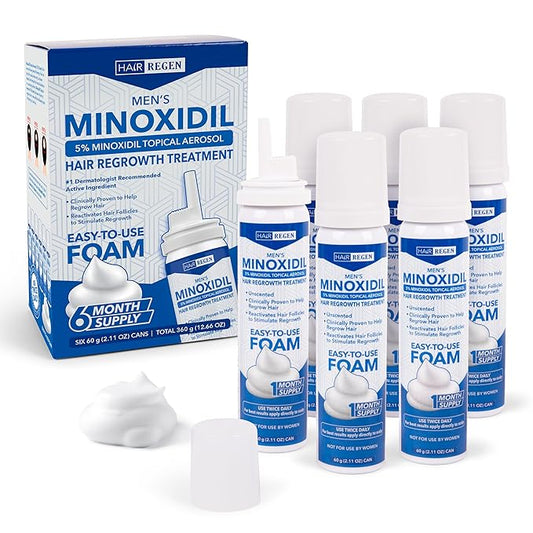 Men's Minoxidil Foam Hair-Regen Men’s 5% Minoxidil Foam 6-Month Supply for Hair Regrowth Minoxidil for Men