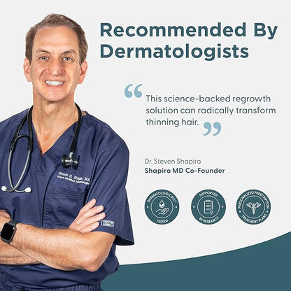 Shapiro MD Hair Growth Experts Minoxidil 5% Topical Solution for Mens Hair Growth, Serum Promotes Hair Regrowth by Reactivating Hair Follicles, 2 Month