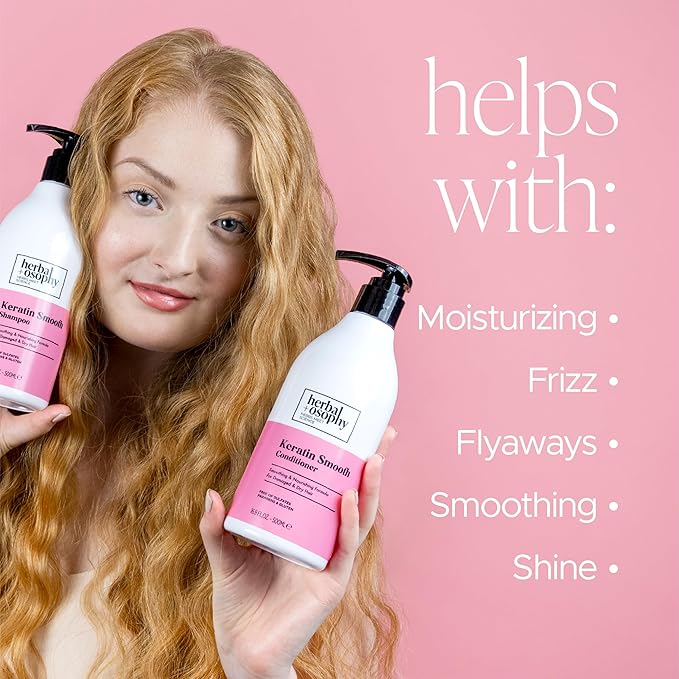 Keratin Shampoo & Conditioner Set, Nourishing & Moisturizing Formula for Damaged & Dry Hair, Highly Hydrate & Repair for Color Treated Hair, Sulfate,Parabens & Gluten Free, 2 x 16.9 Fl Oz