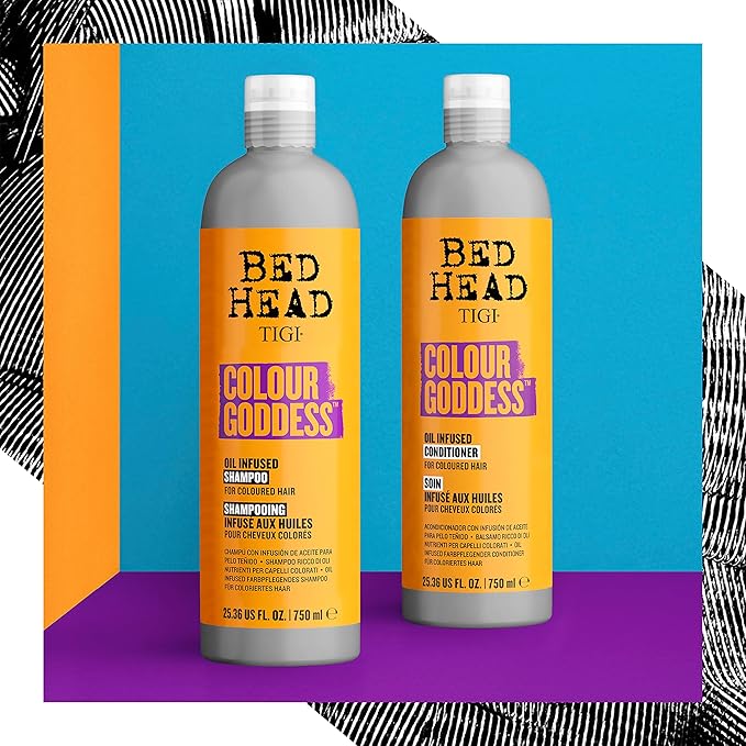 Bed Head by TIGI Moisturizing Shampoo and Conditioner Set for Colored Hair, Colour Goddess Hair Care with Sweet Almond & Coconut Oils, 25.36 fl oz, 2 Pack