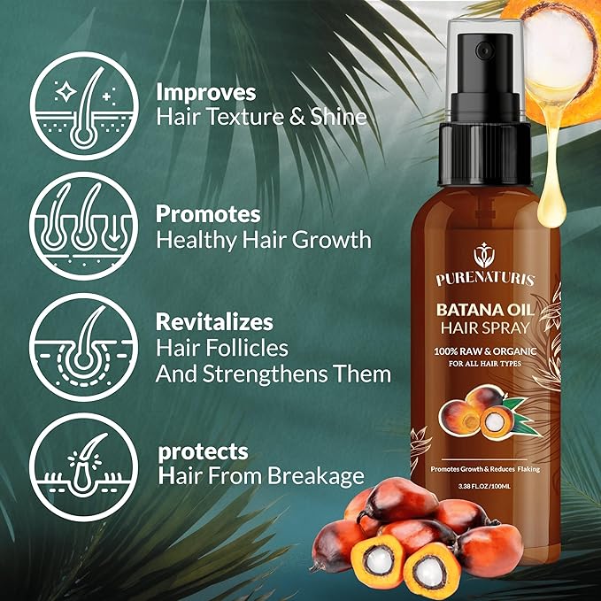 100% Natural Raw Organic Batana Oil Sulfate-Free Complete Hair Growth , Anti-Hair Loss & Repair System Kit – Shampoo, Conditioner, Hair Mask, & Leave-In Spray | Thickness & Prevents Loss for Men Women