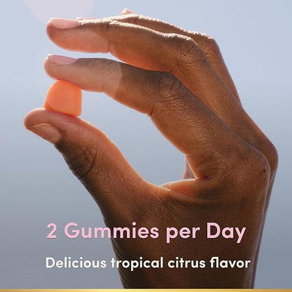 Nature's Bounty Optimal Solutions Hair, Skin and Nails Collagen Pectin Gummies, 100 mg Collagen and 2,500 mcg Biotin Per Serving, No Stick Gummy, Tropical Citrus Flavor, 200 ct, 100 Total Servings