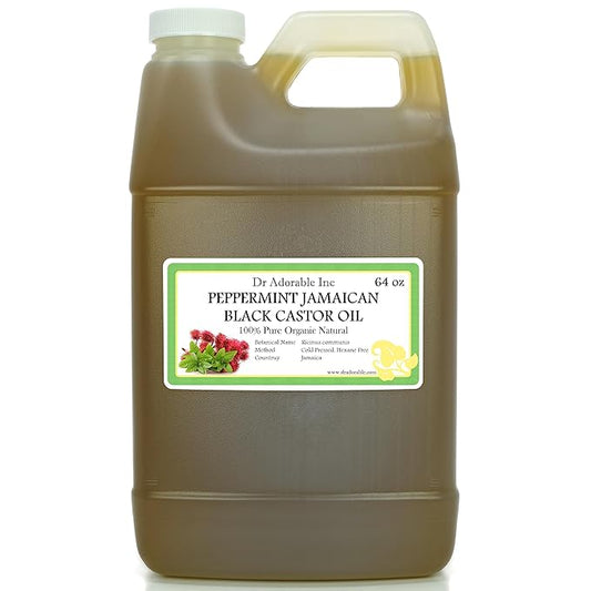 Dr Adorable - 64 oz - Peppermint Jamaican Black Castor Oil - Pure Natural Organic Strengthen Grow & Restore Hair Care