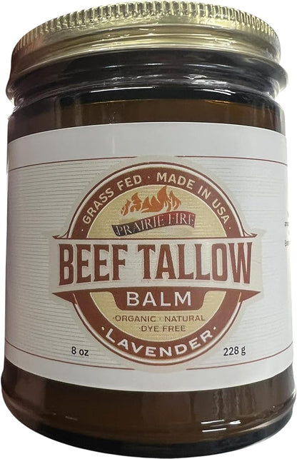 Beef Tallow Balm - 8 oz - Organic Grass Fed and Finished - Made in USA - Moisturizing Skin Care Lavender