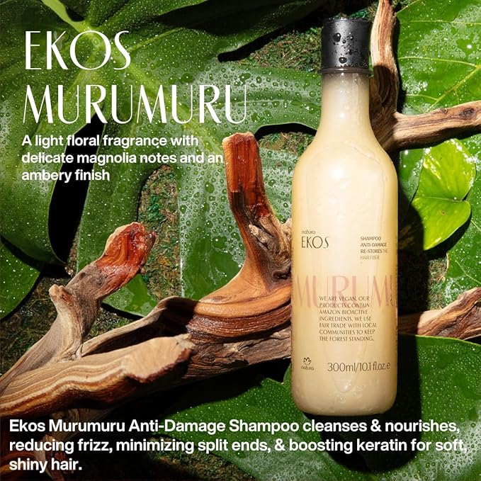 natura - Ekos Murumuru Restoring Shampoo Refill - Anti-Damage - Cleanse & Moisturize Hair - Combat Dryness - Vegan Hair Care - Brazilian Beauty Secrets - Personal & Self Care - 10.1 fl oz (300ml)