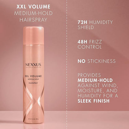 Nexxus Medium-Hold Hairspray XXL Volume for Sky-High Volume & 48H Frizz Control, with StyleProtect Technology 10 oz
