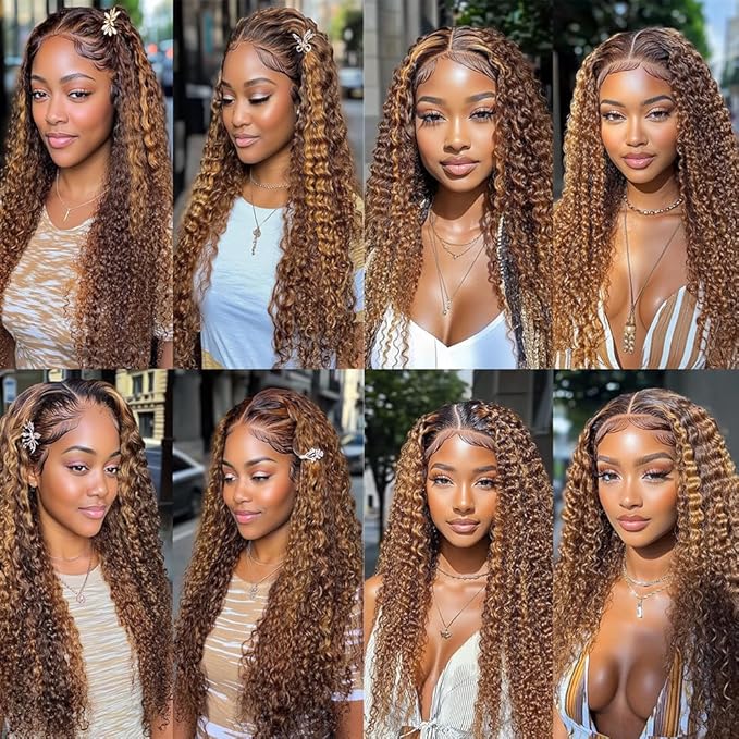 P430 Deep Wave Bundles Highlight Deep Wave Human Hair Bundles Brown and Light Brown two tone Brazilian Human Hair Soft and Silky for Black Women 08 10 12 Inch