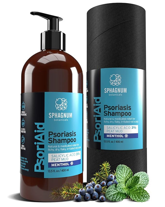 NEW 2025 Psoriasis Shampoo with Salicylic Acid | 13.5 fl. oz | New Formula with Peat and Menthol for itchy, flaky and red scalp.