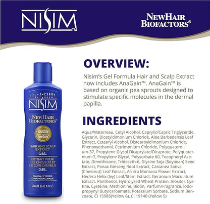 NISIM NewHair BioFactors Hair and Scalp Gel with AnaGain - Specially Formulated for Normal to Dry Hair to Maximize Natural Growth Cycle (8 Ounce / 240 Milliliter)