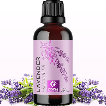 Pure Lavender Essential Oil - Lavender Oil for Hair Skin and Nails Plus Aromatherapy Diffusers Humidifiers Linens and Baths for at Home Spa Self Care - Premium Grade Non-GMO in Glass Bottle (1 Fl Oz)