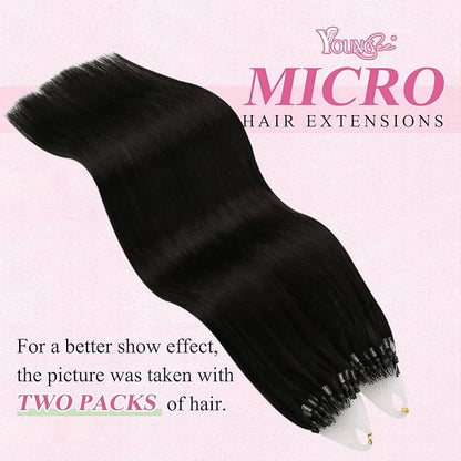 YoungSee Microlink Hair Extensions Human Hair Dark Brown 14In Microbead Hair Extensions Brown Bead Hair Extensions Real Human Hair Darkest Brown Micro Loop Hair Extensions 50s 50g Short Hair Extension