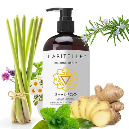 Organic Anti-Thinning Shampoo Diamond Strong | RECOMMENDED BY DERMATOLOGISTS for Hair Loss Prevention | Strengthening, Follicle Stimulating | Argan, Rosemary, Lemongrass, Ginger & Cedarwood