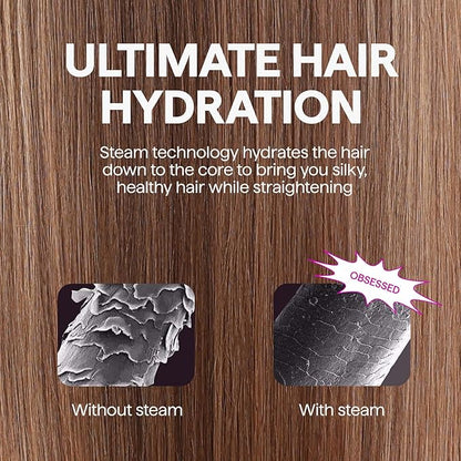 Wavytalk Pro Steam Hair Straightener Brush, Steamline Pro 3 in 1 Straightening Brush, Steam Reduces Damage, Nourishes Hair, and Expedites Straightening