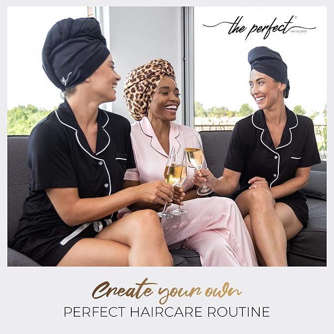 THE PERFECT HAIRCARE Curly Hair Girls Microfiber Plopping Towel Set - Anti-frizz Silky Smooth Hair Drying Wrap for Women - Super Absorbent Large Hair Towel + 2 Scrunching Towels to Micro Plop