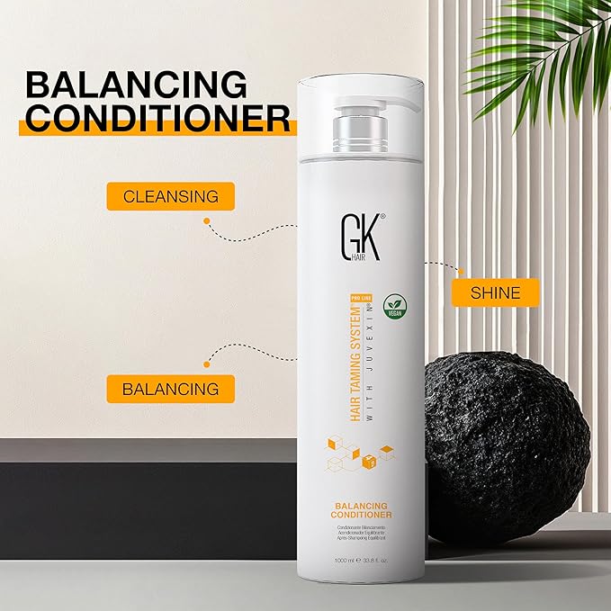 GK HAIR Global Keratin Balancing Conditioner (33.8 Fl Oz/1000ml) For Oily & Color Treated Hair Daily Use After Shampoo Conditioning Deep Cleanser & Impurities Remover Restores pH Levels
