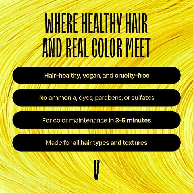 oVertone Color Depositing Semi-Permanent Hair Dye Conditioner - 8 oz For Natural & Color-Treated Hair, Moisturizing Shea Butter & Coconut Oil - Vegan & Cruelty-Free, Extreme Yellow
