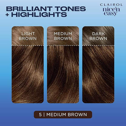 Clairol Nice'n Easy Permanent Hair Dye, 5 Medium Brown Hair Color, Pack of 1