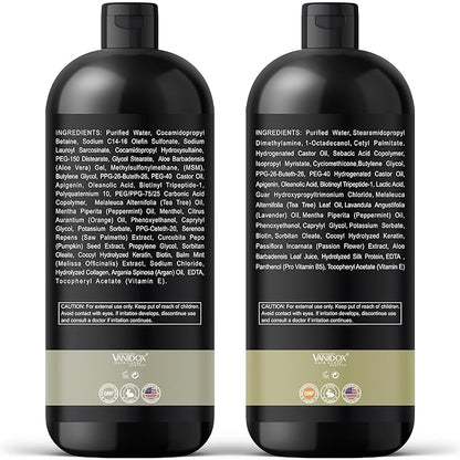 Tea Tree Oil Shampoo and Conditioner Set with Castor Oil, DHT Blockers, Itchy Scalp Relief, Supports Fuller Hair, Cleanses Dandruff & Buildup, For Men & Women, Made in USA, 16 fl oz Each