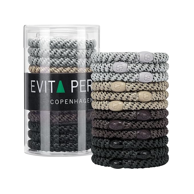 EVITA PERONI Hair Ties 12 Pcs Set, High Elastic Ponytail Holders, Hair Ties No Damage, Elastic Ties for Thick Hair Women Men, Gifts for Mother Sister Girlfriend (Stone Taupe)