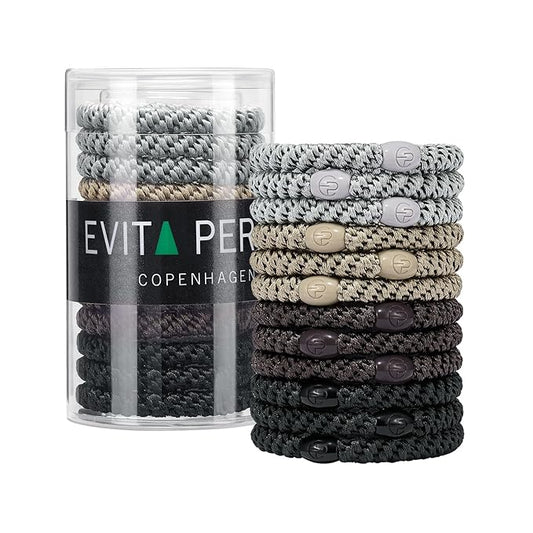 EVITA PERONI Hair Ties 12 Pcs Set, High Elastic Ponytail Holders, Hair Ties No Damage, Elastic Ties for Thick Hair Women Men, Gifts for Mother Sister Girlfriend (Stone Taupe)