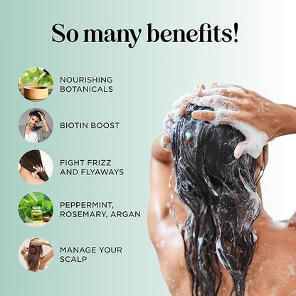 Biotin Rosemary Shampoo and Conditioner Set - Vegan Biotin Shampoo and Conditioner Set Volumizing Complex with Rosemary Essential Oil for Fine Weak & Dull Hair - Sulfate & Paraben Free (16 Fl Oz)