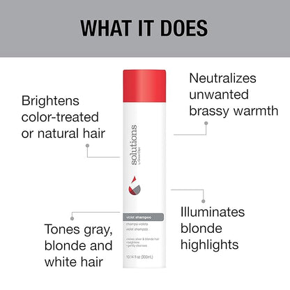 GREAT CLIPS Solutions Violet Shampoo, 10oz | Toning Shampoo Enhances Hair Color | Works on Color-Treated & Natural Hair | For Blonde, Gray, or White Hair
