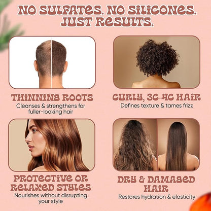 Panda's Promise Batana Oil Shampoo and Conditioner Set – Sulfate Free Batana Oil for Hair Growth – Thickening Conditioner and Shampoo for Damaged Hair, and All Hair Types, Unisex (12 fl oz Each)