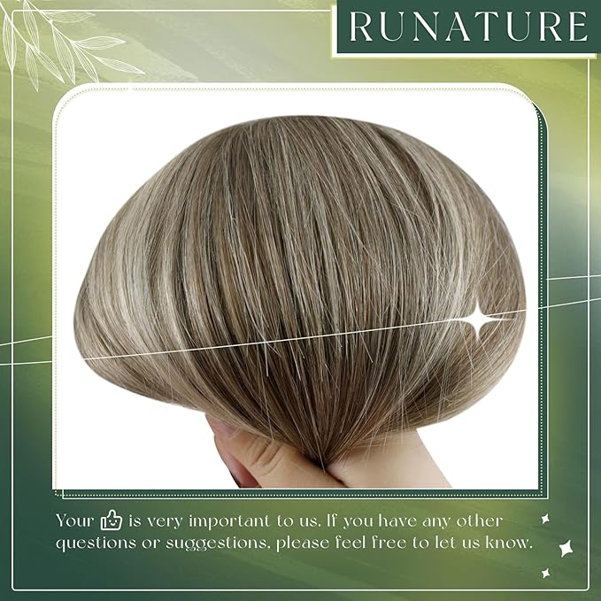 RUNATURE 20 Inch Nano Hair Extensions - Balayage Brown to Blonde Silky Human Hair - Remy Pre-Bonded Nano Bead Straight Extensions 50g 50s