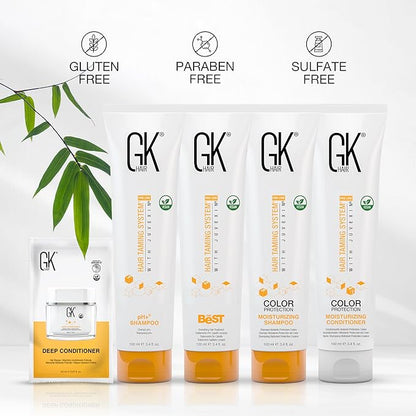 GK HAIR Global Keratin The Best Smoothing Keratin Treatment Kit (3.4 Fl Oz/100ml) Professional Brazilian Complex Blowout Straightening For Silky Smooth & Frizzy Hair