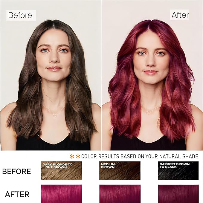 Instant Wine Red Hair Dye Shampoo for Gray Hair 3 in 1, Natural Red Hair Color Shampoo for Women Men Colors in 10-15 mins, 100% Coverage for Salon Home Use Hair Dye 16.9 Fl Oz