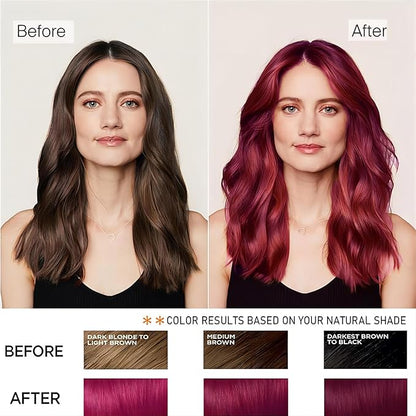 Instant Wine Red Hair Dye Shampoo for Gray Hair 3 in 1, Natural Red Hair Color Shampoo for Women Men Colors in 10-15 mins, 100% Coverage for Salon Home Use Hair Dye 16.9 Fl Oz
