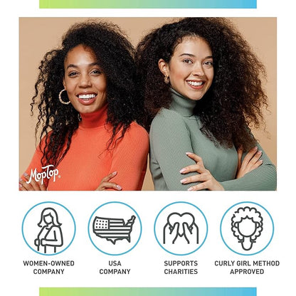 MopTop Gentle Shampoo (8oz) + Daily Conditioner (16oz) for Wavy, Curly, and Coily Hair, Color Safe, Moisturizing Hair Care Set