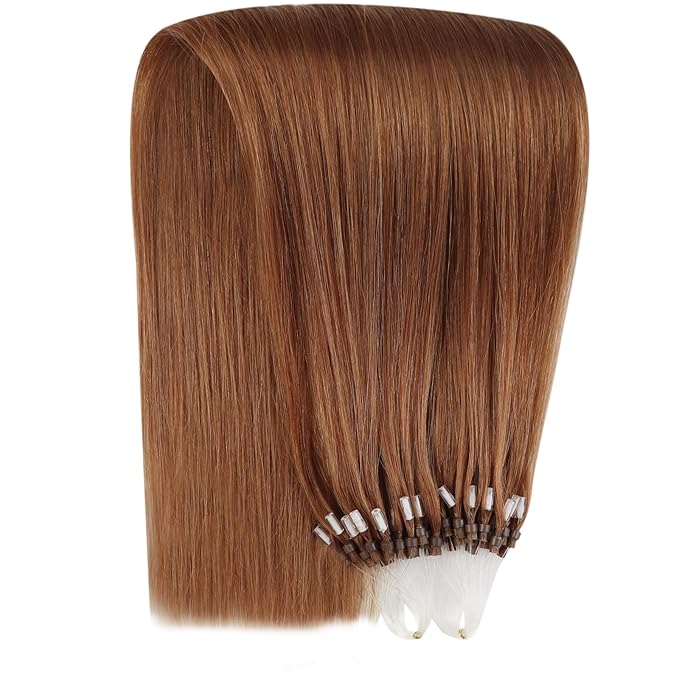 YoungSee Micro Ring Hair Extensions Copper Micro Tip Hair Extensions 16Inch Micro Link Human Hair Extensions Human Hair Extension Micro Beads 25g Bead Hair Extensions 25s
