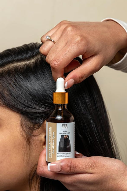 Organic Hair Growth Oil, 100% Cold Pressed Organic, Traditional Scalp & Hair Massage, Thickness Shine Repair for Damage & Thin Hair,Amla Blackseed Olive Castor Coconut Rosemary 2 oz