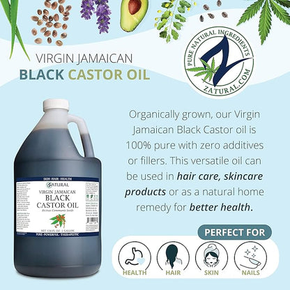 Zatural Black Castor Oil_100% Pure Tropic Jamaican Black Castor Oil (1 Gallon)
