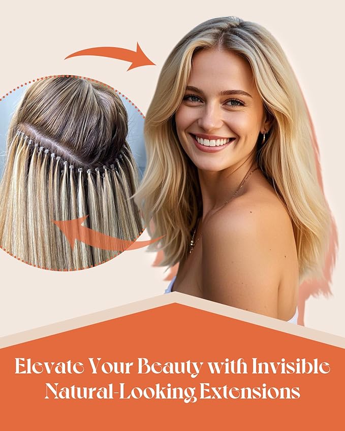 Sunny Hair I Tip Hair Extensions Human Hair Straight I Tip Hair Extensions Brown Ombre Golden Brown Mix Blonde Itip Human Hair Extensions for Women 20inch 50g