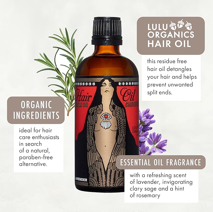 Argan Oil for Hair, Nourishing, Strengthening - Curly Dry Frizzy Damaged Hair, Adds Shine and Moisturizes, Scented Organic Oil, Lavender & Clary Sage - 3.4 oz