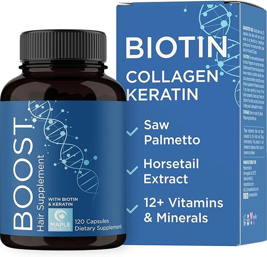 Biotin and Collagen Supplement for Women & Men - Hair Growth Supplement with Saw Palmetto Horsetail Biotin Collagen Keratin and More DHT Blocker Hair Growth Vitamins for Women & Men (2 Months)