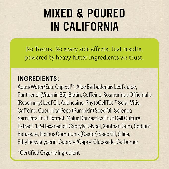 California Naturals Men's Re: Gro Anti-Thinning Scalp Serum, 5% Capixyl with Biotin, Caffeine & Castor and Rosemary Oil, Non-Sticky Cooling Formula, Vegan & Cruelty Free, 3oz