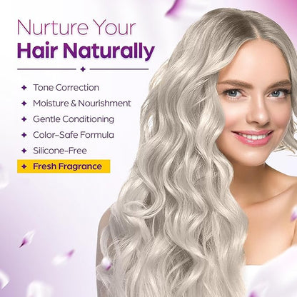Herbishh Purple Conditioner, Brass Neutralizing Conditioner for Blonde, Silver, & Highlighted Hair, Deep Moisture & Hydration with Jasmine & Avocado, Color-Safe, Vegan & Silicone-Free, 16.9 fl. Oz