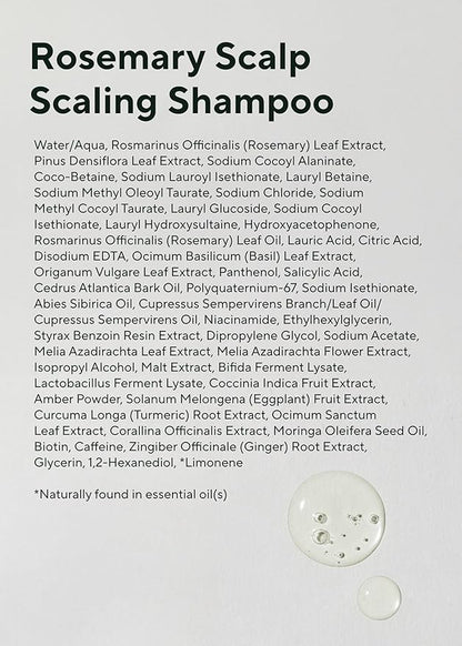 AROMATICA Rosemary Scalp Scaling Shampoo (2 packs) - Korean Hair Care with Thinning Hair Loss Natural Rosemary Essential Oil for Women Hair Growth - Free from Sulfate, Silicone, and Paraben (13.53 oz)