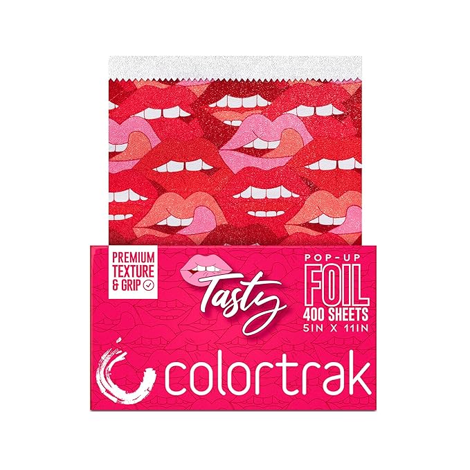 Colortrak Tasty Pop-up Foil W/Dispenser (400 Count), Pre-cut Sheets, Non-Slip Embossed Texture, 5" x 11" Sheets for Hair Foil Coloring and Highlighting Sheet Applications