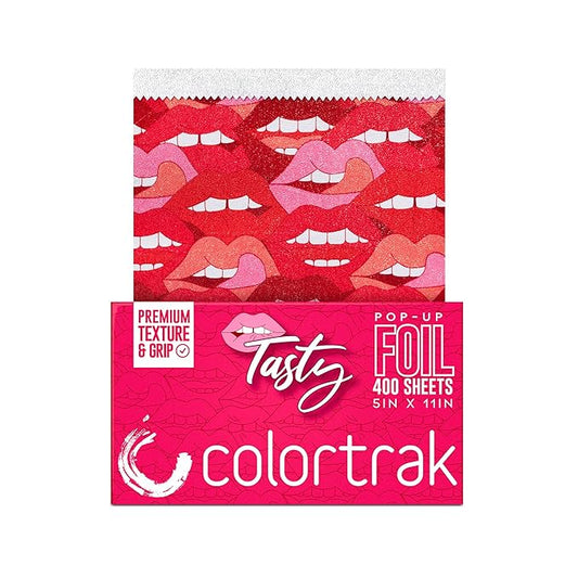 Colortrak Tasty Pop-up Foil W/Dispenser (400 Count), Pre-cut Sheets, Non-Slip Embossed Texture, 5" x 11" Sheets for Hair Foil Coloring and Highlighting Sheet Applications