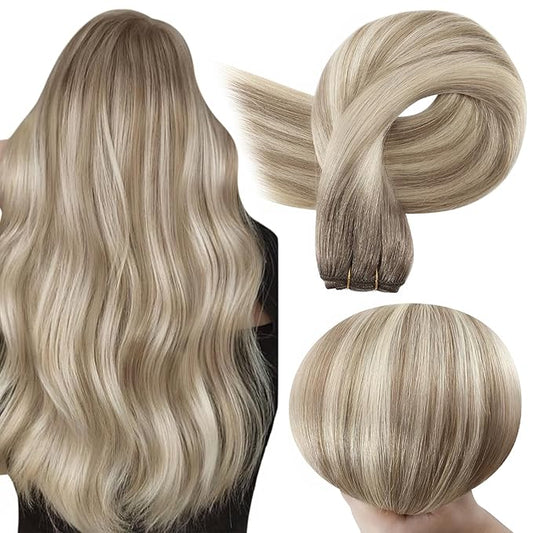 Full Shine Weft Hair Extensions Human Hair Color 19/8/60 Sew In Hair Extensions Real Human Hair Sew In Extensions For Women Soft Silky Hair 20 Inch 105G